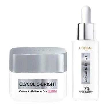 Imagem de L'Oréal Paris Glycolic Bright Kit  Gel Creme Facial Dia + Sérum, Kit