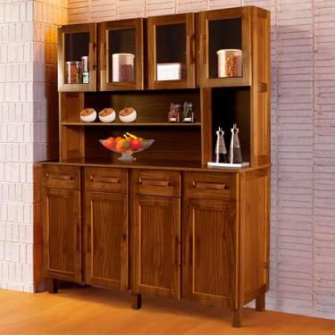 Imagem de Armário de Cozinha Noruega Madeira Maciça 8 Portas 4 Gavetas com Vidro