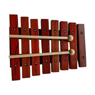 Imagem de Amagogo Xilofone de 8 notas, instrumento musical de percussão com malhos, Vermelho