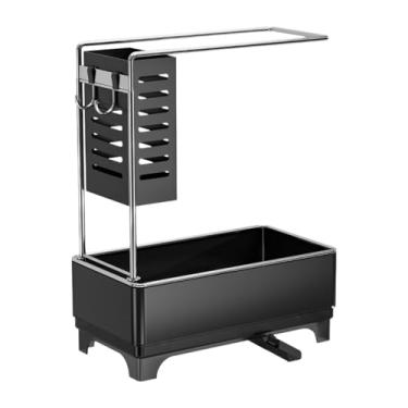 Imagem de SiaBiced Organizador de pia de cozinha com bandeja de drenagem automática, saboneteira, porta-escovas, acessórios para lavanderia, suporte para panos de prato