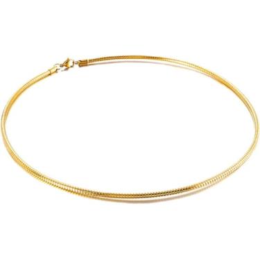 Imagem de Colar gargantilha com pingente de corrente de cobra de 2 mm de ouro - Corrente de 35,5 cm banhada a ouro 14 K para contas femininas - Compatível com Pandora