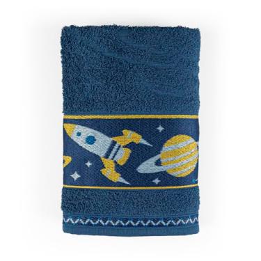 Imagem de Toalha de Banho Infantil Minimi Kids 100% Algodão Menina e Menino com Desenhos Felpuda Alta Absorção (Galáxia)