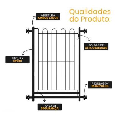 Imagem de Portão Pet Cachorro Crianças Segurança Proteção Pet Bebê 80x70cm Com E