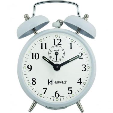 Imagem de Relógio Despertador Antigo Mecânico De Metal A Cordas Branco Herweg 220021 Único