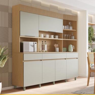 Imagem de Cozinha Compacta Nesher Realeza com 5 Portas, 2 Gavetas e 2 Prateleiras - 220cm de largura
