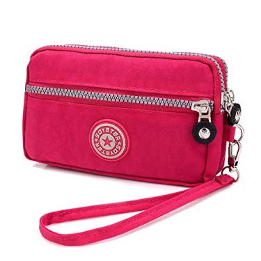Imagem de Pequena bolsa de pulso bonita porta-moedas bolsa de pulso bolsa de mão para celular bolso para cartão para iPhone 11, XR/Samsung Galaxy A10, A20, A50, S10 Plus/Motorola Moto G7, G6, Z3 / OnePlus 7, 6T, Rose Red