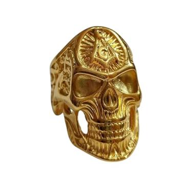 Imagem de Anel Aço Inox Maçon Caveira Skull Rock (32)
