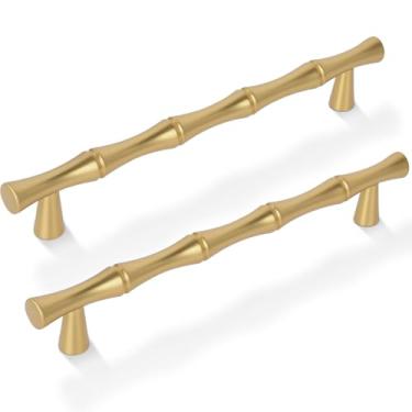 Imagem de Vicycmc Puxador de armário bronze champanhe 5 polegadas (128 mm) centro do orifício, alças sólidas de liga de zinco para armário de gaveta de luxo para quarto, cozinha, pacote com 6 ZJ01