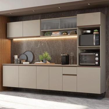 Imagem de Armário de Cozinha Completa 300 cm Suspenso Crema Nice Madesa 04, Crem