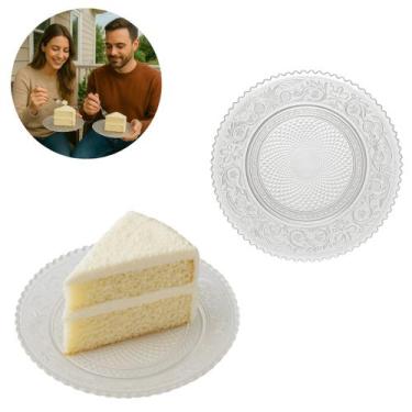 Imagem de Prato De Vidro Angel para Sobremesas Bolo Festas 14cm - Lyor