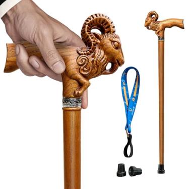 Imagem de Uoagain Bengala de madeira esculpida à mão, ultraleve, suporta até 226 kg, bengala de caminhada para homens e mulheres, bengala de madeira maciça de alta qualidade para idosos com 3 pontas para uso