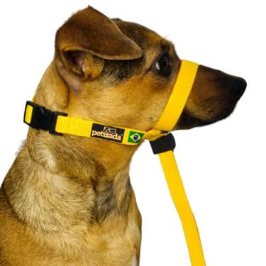 Imagem de Coleira Cabresto Para Cachorro Com Guia Anti Puxão Adestramento Ajustável Com Trava (Amarelo, P)