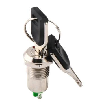 Imagem de harayaa Mini fechadura eletrônica com chave de 12 mm de metal, prática, 2 posições com 2 chaves para barco, bicicletas elétricas, kart, automotivo