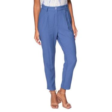 Imagem de Calça Feminina The Style Box Reta de Alfaiataria Azul, Azul, G