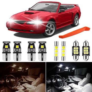 Imagem de WINETIS Kit de lâmpadas LED interiores 3030SMD 6000K diamante branco 3030SMD substituição para Ford Mustang 1999 2000 2001 2002 2003 2004 Mapa Dome porta-luvas porta-luvas e luzes de placa de licença