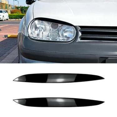 Imagem de Kit de carroceria de moldura decorativa para guarnição de farol de carro compatível com acessórios Golf MK4 (preto brilhante)