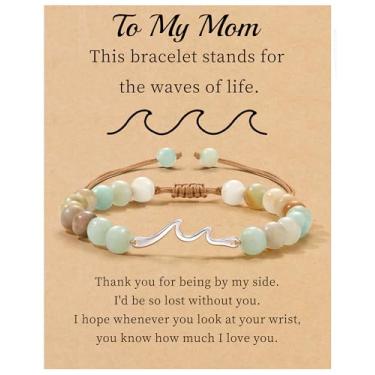 Imagem de Presentes inspiradores para mulheres, pulseira ondulada, presentes de encorajamento, pulseiras de contas de pedra natural, Life Is Tough Anime, espiritual, pensativo, obtenha presentes Weel, joias de