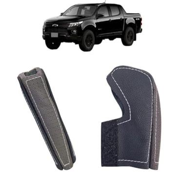 Imagem de Proteção Couro Legitimo Manopla Câmbio Automático E Freio Auxiliar Compatível Com S10 Ltz High Country 2012 Á 2023