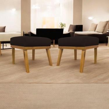 Imagem de Kit 2 Puffs Decorativos Firenze Retangular - Marrom Corino