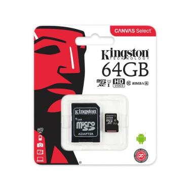 Imagem de Cartão Micro SD Kingston 64GB Classe 10 Full HD Original