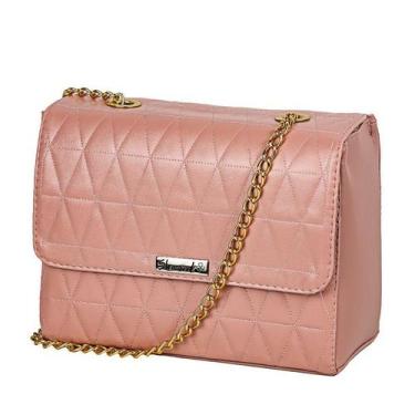 Imagem de Bolsa Transversal Feminina Alça com Corrente  Shamrock Rosa Lançamento