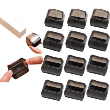 Imagem de 24 Pcs Protetores De Piso De Perna De Cadeira Capas De Perna De Cadeira De Silicone Para Proteger Pisos De Madeira De Arranhões Ruído Móveis Copos Tampas De Per, Black, Rectangular S