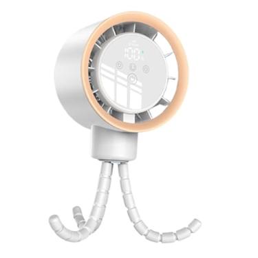 Imagem de Fenteer Ventilador portátil para carrinho de bebê, 100 velocidades, mini ventilador de mesa silencioso em formato de polvo para dormitório, quarto, sala de