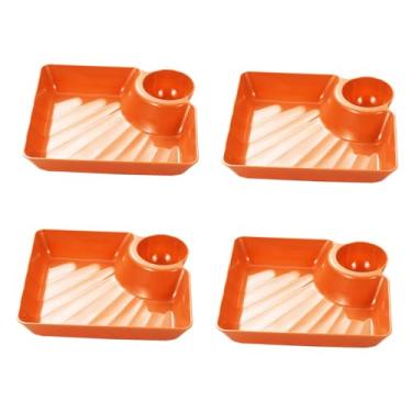 Imagem de AFXGUSD Prato para Bolinhos de Massa com 4 Peças E Pires para, Prato para Lanches E Pratos de Servir para Bolinhos de Massa, Laranja, Tamanho real