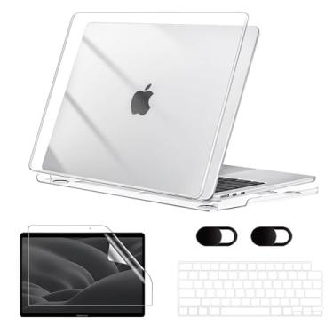 Imagem de Capa para Macbook New Air 13,6'' A2681 (M2) 2022/A3113(M3) 2024/A3240(M4) 2025, Com Película de Teclado e Película de Tela Hidrogel, Película de Privacidade para Lente (Transparente Cristalino)