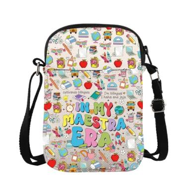 Imagem de ZJXHPO Bolsa tiracolo Maestra Appreciation Gift In My Maestra Era, bolsa mensageiro de espanhol, bolsa mensageiro bilíngue para professores, Maestra Era Cb, Tendência