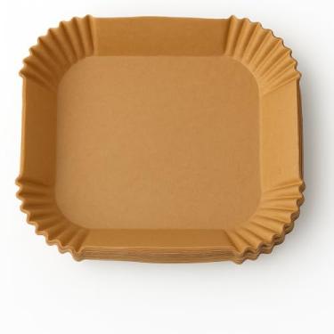 Imagem de Formas de Papel Descartável Quadrada 16cm para Air Fryer Antiaderente 50 Unidades – Forro Protetor para Fritadeira Sem Óleo