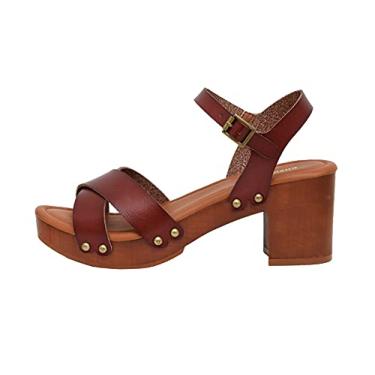 Imagem de Cushionaire Sandália feminina de madeira sintética de ardósia + palmilha de espuma viscoelástica e tecnologia LiteSole – larguras disponíveis, Uísque, 9.5