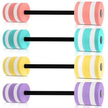 Imagem de Shappy 4 halteres aquáticos para exercícios aquáticos para piscina, macaron, equipamento aeróbico colorido, conjunto de halteres de espuma vinílica acetinada, barra de mão para esportes de fitness