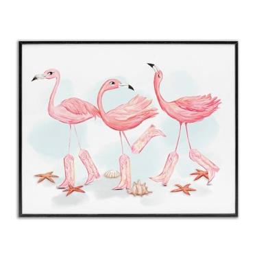 Imagem de Stupell Industries Arte giclée emoldurada em preto Happy Pink Cowgirl Flamingos por Ziwei Li, 40 x 50 cm