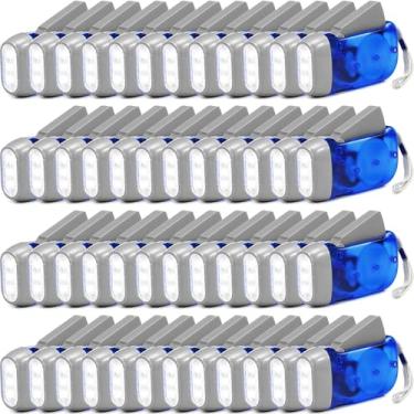 Imagem de Leelosp Lanterna de manivela, 48 peças, sem necessidade de bateria, lanterna com manivela, luz de flash de pressão manual, 3 luzes de compressão de LED para acampamento, caminhada, falta de energia