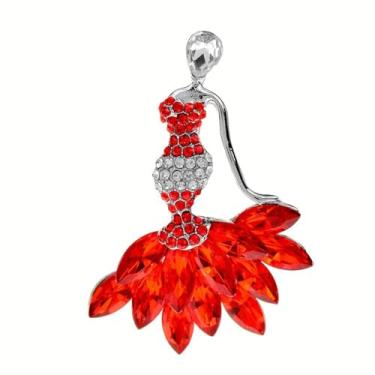 Imagem de Broche feminino de strass para mulheres e meninas banhado a prata moda rosa verde vermelho broches de cristal alfinetes de lapela broche de peito irmandade irmandade terno colar acessórios vestido