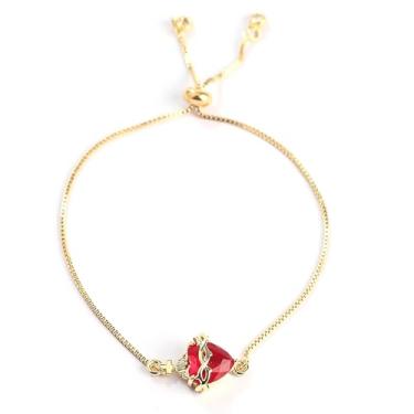 Imagem de CHUQIU Pulseiras femininas com pingente de coração de Jesus banhado a prata e zircão vermelho/rosa / prata para presentes cristãos, red zircon gold, Sem Pedra Preciosa