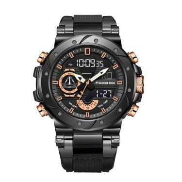 Imagem de Relógio De Quartzo Masculino Com Visor Luminoso Pulseira De Silicone Casual Rose Dourad...