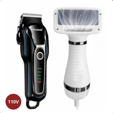 Imagem de KIT PET SHOP Máquininha Tosa KEMEI 1991 + Secador confiável - FAZA