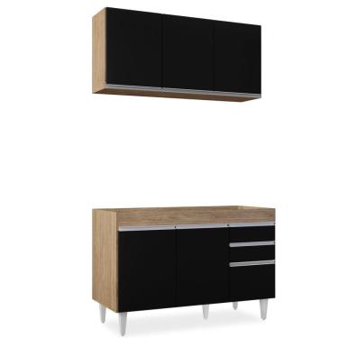 Imagem de Armário Aéreo E Balcão Para Pia 120cm Castanho/preto