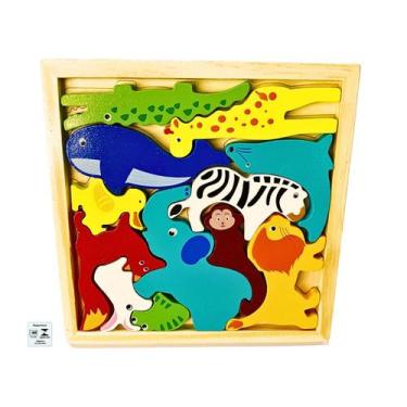 Imagem de Colecione e Encaixe MDF Animais Diversos Toymix Brinquedo Infantil de 