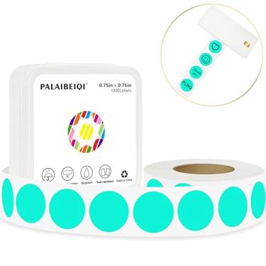 Imagem de PALAIBEIQI Rolo De Etiquetas Térmicas Redondas 3/4" Com Círculos Coloridos 0,75" Para Impressão, Codificação Cores Verde Aquarela Autoadesiva Escritório, Sala Aula, 1000 Unidades
