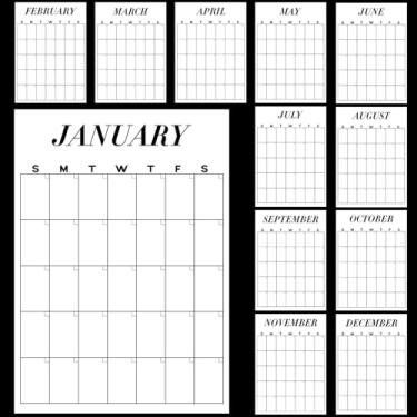 Imagem de Fullhawl Calendário de parede grande 2025 de 12 meses, reutilizável, 40,6 x 30,5 cm, planejador vertical sem restrição de ano, grade em branco reservada, planejamento de volta às aulas para
