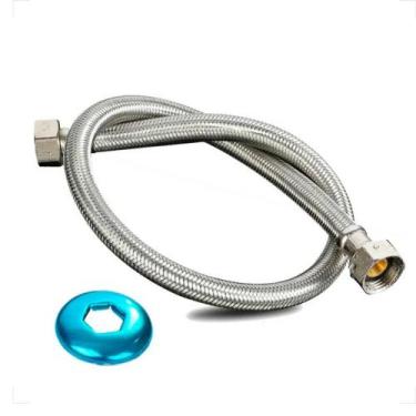 Imagem de Mangueira Ligação Engate Flexível Malha Aço Inox 60 Cm 1/2 - Renmax me