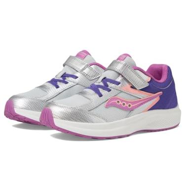 Imagem de Saucony Tênis unissex infantil Cohesion KDZ com fecho alternativo, Roxo/Prata/Rosa, 2 Wide Little Kid