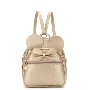Imagem de Mochila KL928 para meninas Bowknot Polka Dot Mini PU Leather Gold