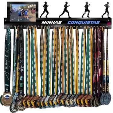Imagem de Porta Medalhas Corrida de Rua Masculino com Porta Retrato 61cm Comprim