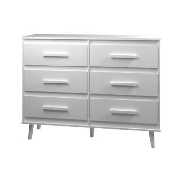 Imagem de Cômoda 6 Gavetas Maya Com Puxadores E Pés Retro Design Moderno Quarto 