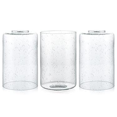 Imagem de Skelang Cúpula de vidro transparente, cúpula de luz sementada, abajur com encaixe de 3,8 cm, cúpula de substituição de cilindro para luz pendente, lustre, arandelas de parede, luzes de penteadeira, pacote com 3