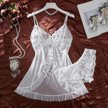 Imagem de Conjunto De Lingerie De Renda plus Size, Camisola Sexy Feminina, Sutiã